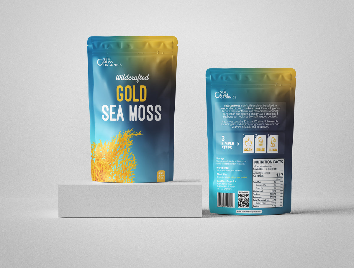 OCEAN WILDCRAFTED RAW GOLD SEA MOSS 8 oz